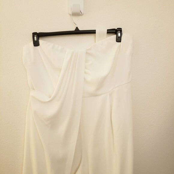 Eloquii White Strapless Drape Front Wide Leg Jumpsuit w/Belt, Straps Size 20 EUC - Picture 7 of 11